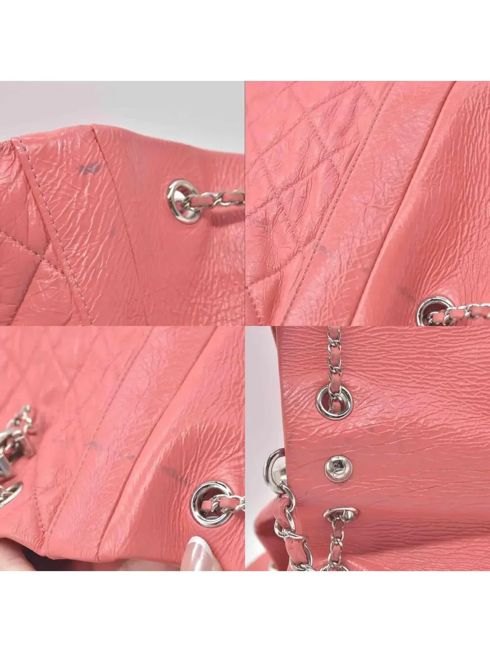 $4500 Chanel Pink CC Chain Drawstring Bucket Bag Leather